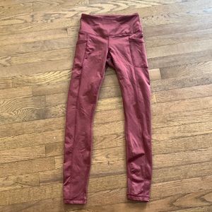 90°Degree by reflex Womens XS leggings fleece lined burgundy